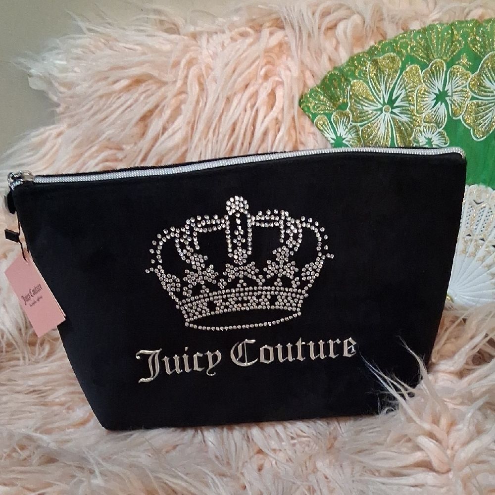 NWT Juicy Couture Black Pouch with Crown Design